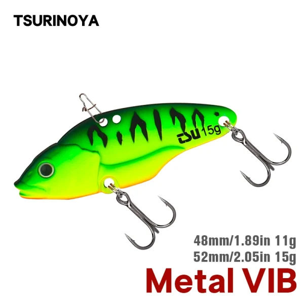 TSURINOYA ATTACKER 48mm/11g 52mm/15g Metal VIB Fishing Lure Vibration Hard Baits Bass Pike Wobbler Pesca Artificial Swimbait