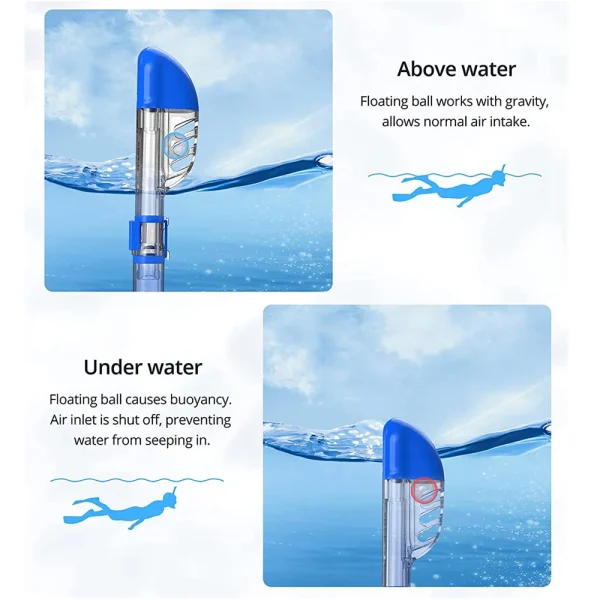 Diving Masks Foldable Anti-Fog Snorkel Mask Set with Full Dry Top System for Free Swim Professional Snorkeling Gear Adults Kids - Image 4