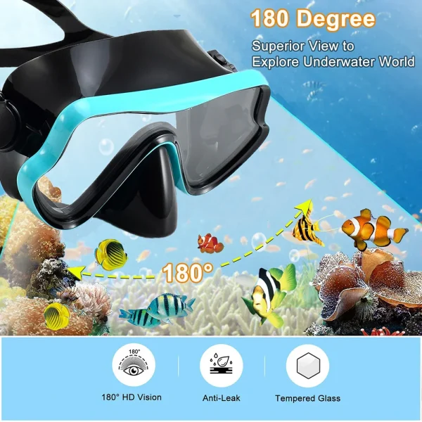 Scuba Diving Mask Snorkel Set For Adults Tempered Glass Professional Panoramic Snorkeling Gear Swimming Training Snorkel Kit - Image 2