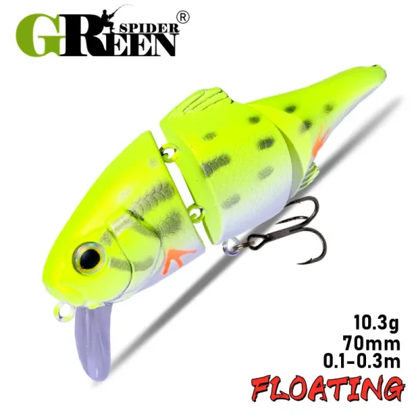 GREENSPIDER 70MM 10.3G Joint Fishing Lure Floating Swimbait Crankbaits Wobbler Minnow Artificial Hard Bait Bass Pike Tackle