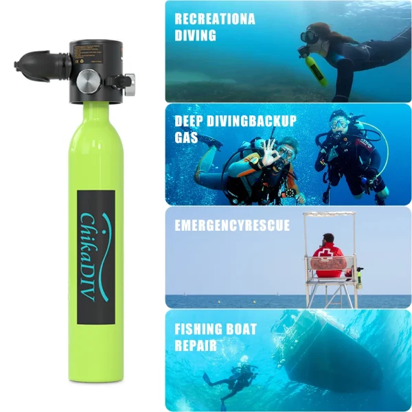 Chikadiv Scuba Tank Portable Mini Diving Cylinder Constant Pressure Valve Refillable Pony Bottle Emergency Backup Diving Tank - Image 5