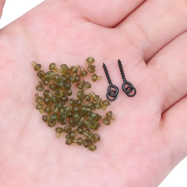 70pcs Carp Fishing Accessories Fishing Hook Bait Screw Stopper Rubber Bead For Ronnie Spinner Rig Boilies Stopping Fish Tackle - Image 4