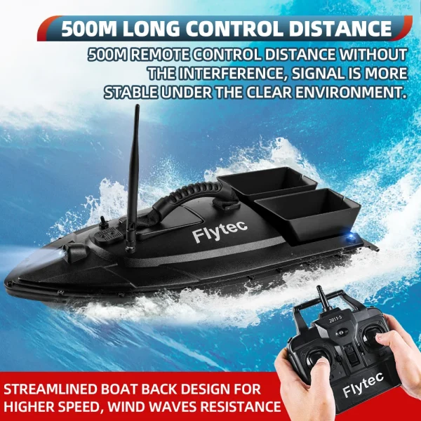 Fishing Bait Boat RC Fish Finder 500m Remote Control 1.5KG Loading 5200mAH Dual Motor with LED Light Bait Boat Fishing Tool - Image 4