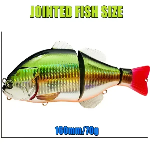 GREENSPIDER Floating Fishing Lure Swimbait With Soft Tail Hard Bait 160mm 70g Jointed Bait Hunter Tackle for pike musky perch - Image 2