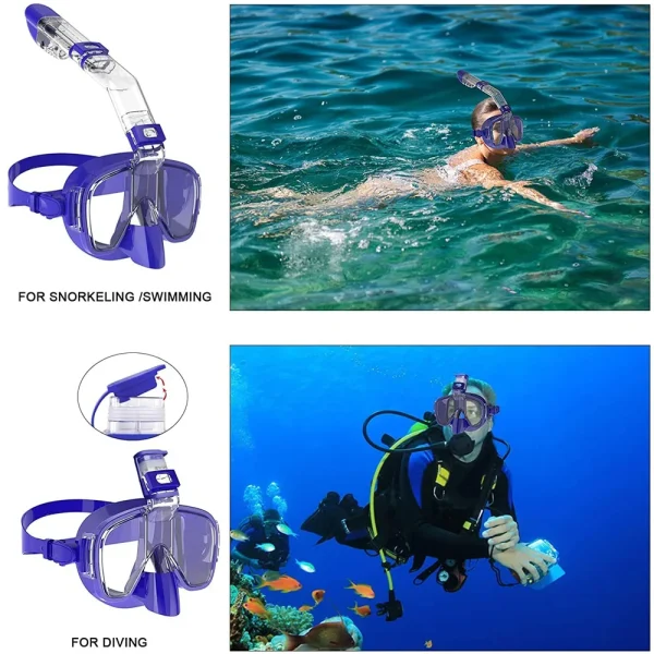Diving Masks Foldable Anti-Fog Snorkel Mask Set with Full Dry Top System for Free Swim Professional Snorkeling Gear Adults Kids - Image 6