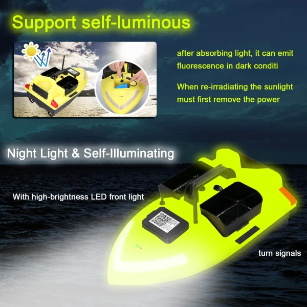 GPS Fishing Bait Boat 500m Remote Control Bait Boat Dual Motor Fish Finder 2KG Loading Correction with Night Light Turn Signal - Image 4