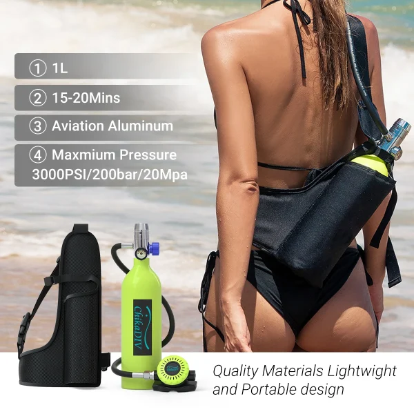 Chikadiv Scuba Diving Equipment Oxygen Cylinder Diving Bottle Scuba Tank Snorkeling Set Buceo 1 Litre Capacity Refillable Design - Image 3