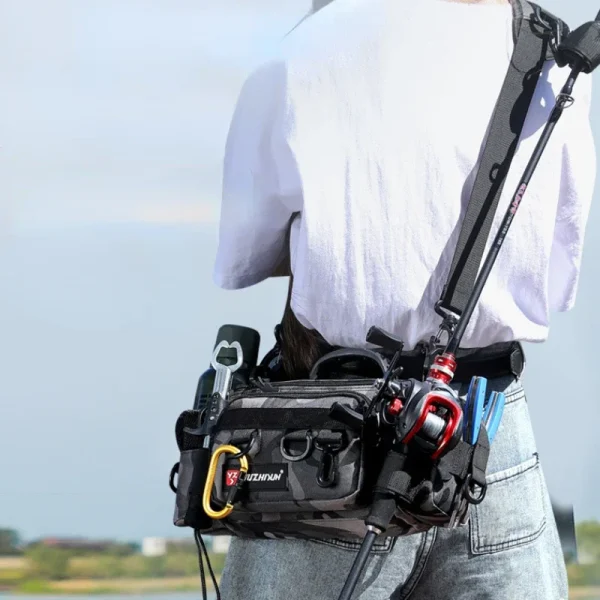 Rod and Fishing Reel Boxes Tackle Backpack Waist Lure Bag - Image 2