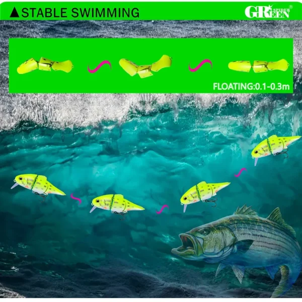 GREENSPIDER 70MM 10.3G Joint Fishing Lure Floating Swimbait Crankbaits Wobbler Minnow Artificial Hard Bait Bass Pike Tackle - Image 5