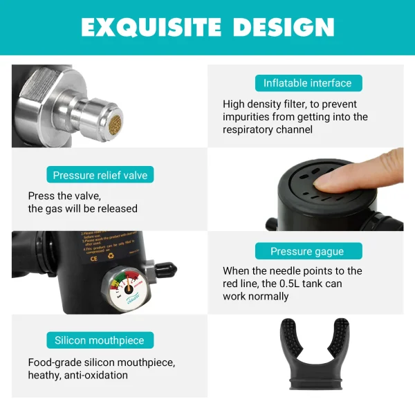 Chikadiv C300 Mini Scuba Tank Scuba Diving Equipment Diving Cylinder Oxygen Bottle Snorkeling Set Respirator Adapter Buceo - Image 3