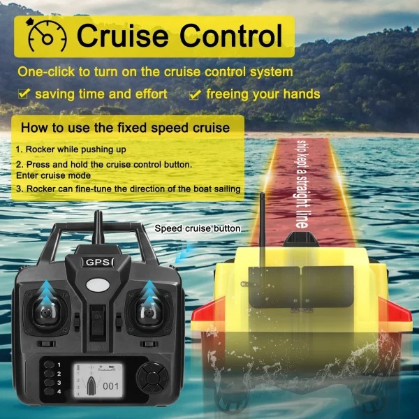 GPS Fishing Bait Boat 500m Remote Control Bait Boat Dual Motor Fish Finder 2KG Loading Correction with Night Light Turn Signal - Image 6
