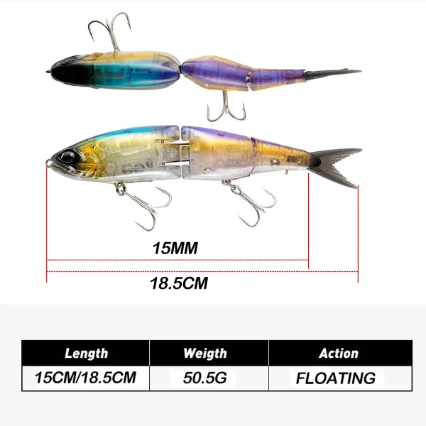 185mm 50.5g Swimbaits Flash Blade Body Floating Jointed Bass Pike Long Casting Lure for Seabass - Image 4