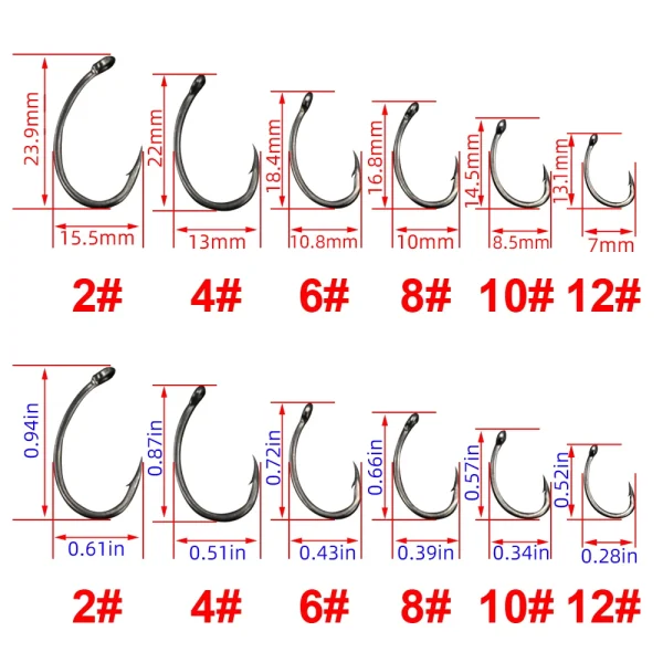 Hirisi 50pcs Coating High Carbon Stainless Steel Barbed hooks Carp Fishing Hooks Pack with Retail Original Box 8011 - Image 3