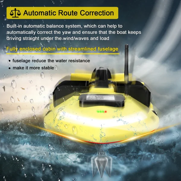 GPS Fishing Bait Boat 500m Remote Control Bait Boat Dual Motor Fish Finder 2KG Loading Correction with Night Light Turn Signal - Image 5