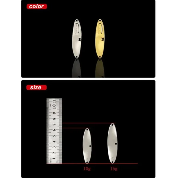 Bassking GT BIO Metal Spoon Bait, Metal Lure with 2Treble Hooks, Hard Fishing Lure, Artificial Bait, 10g, 15g - Image 2
