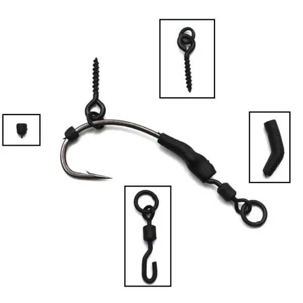 Carp Fishing Accessories Kit Anti Tangle Sleeve Hook Stop Beads Bait Screw Rig Kicker Swivel for Spinner Rig Material Equipment - Image 2