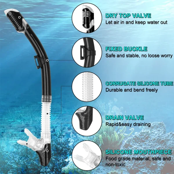 Scuba Diving Mask Snorkel Set For Adults Tempered Glass Professional Panoramic Snorkeling Gear Swimming Training Snorkel Kit - Image 3