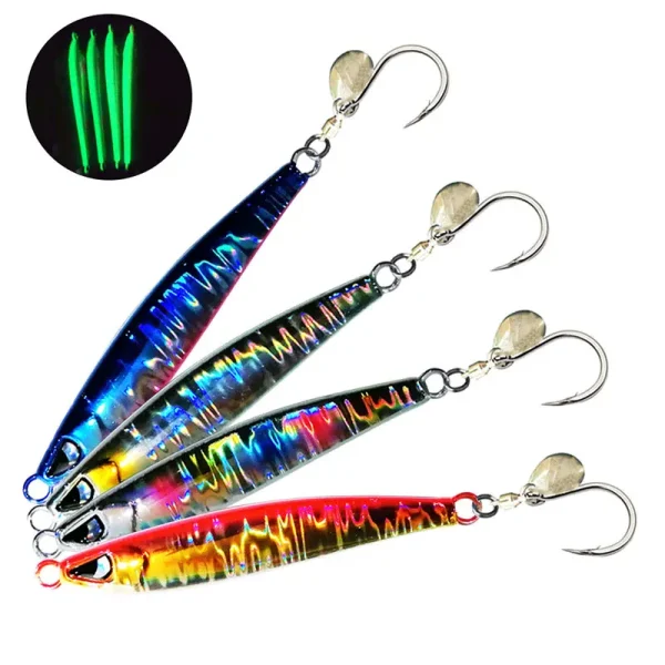 1PC Metal Fast JIg Fishing Lure 40g60g80g100g UV Glow Jig 3D Print Speed Falling Angler Hard Bait Sinking Jigging Pesca Bait