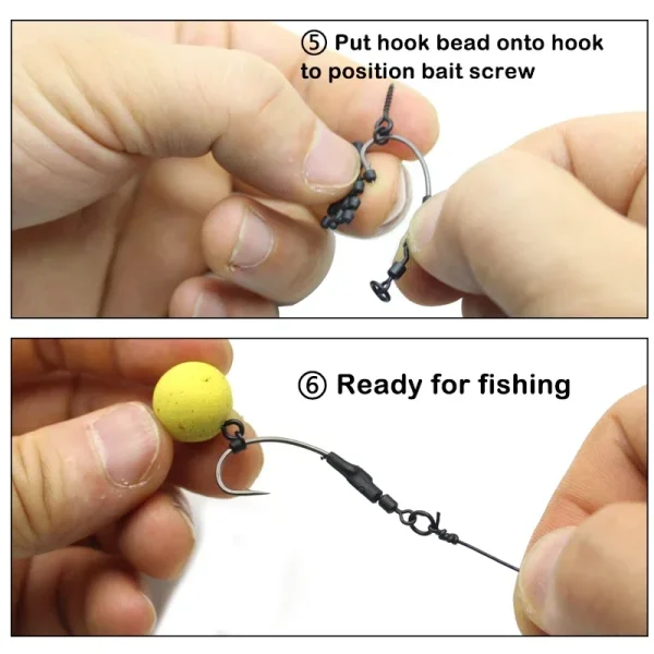 Carp Fishing Accessories Kit Anti Tangle Sleeve Hook Stop Beads Bait Screw Rig Kicker Swivel for Spinner Rig Material Equipment - Image 6