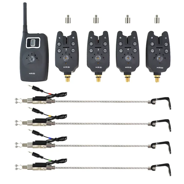 Wireless fishing bite alarm 1 4 set with 4pcs illuminated swinger in EVA case for carp fishing B1203S - Image 3