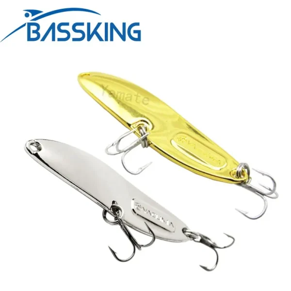 Bassking GT BIO Metal Spoon Bait, Metal Lure with 2Treble Hooks, Hard Fishing Lure, Artificial Bait, 10g, 15g