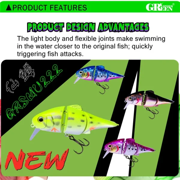 GREENSPIDER 70MM 10.3G Joint Fishing Lure Floating Swimbait Crankbaits Wobbler Minnow Artificial Hard Bait Bass Pike Tackle - Image 2