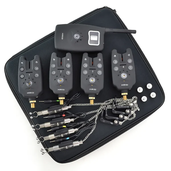 Wireless fishing bite alarm 1 4 set with 4pcs illuminated swinger in EVA case for carp fishing B1203S - Image 6
