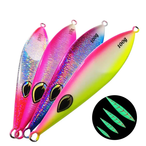 1PC Slow Pitch Jig Slow Falling Sinking Metal Jigging Pesca Glow Jigs 80g100g Luminous Lure Fishing Angler Bait - Image 3