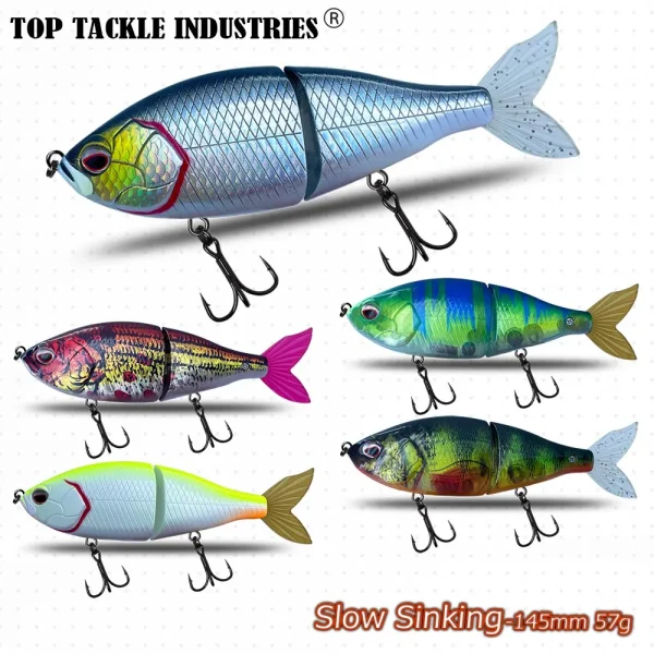 Slow Sinking145mm 57g Hard Bait Plastic Jointed Obese Joint hunter Soft Tail Fishing Lure Jerk Bait Swim Bait - Image 2