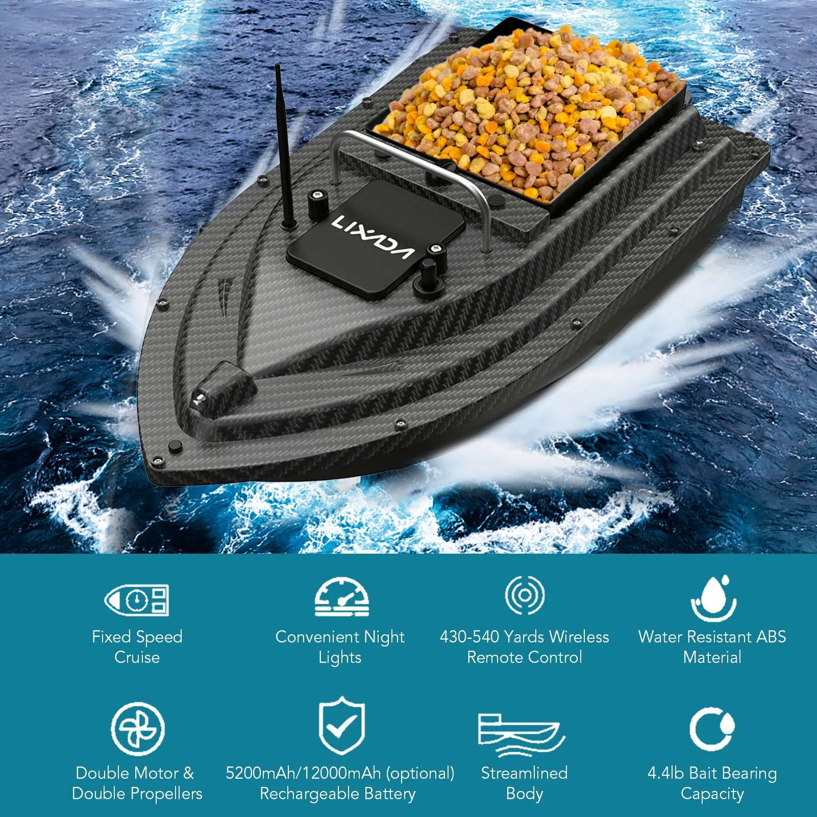 Wireless Remote Control Fishing Bait Boat Fishing Feeder 430-540 yards Remote Range Fish Finder Device Fishing Accessories - Image 5