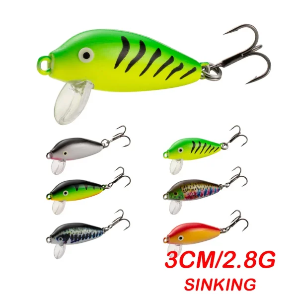 Sinking Minnow 30mm 2.8g Fishing Lure Jerkbait Wobbler Freshwater Trout Perch Bait Rolling Fishing Bait Rockfishing