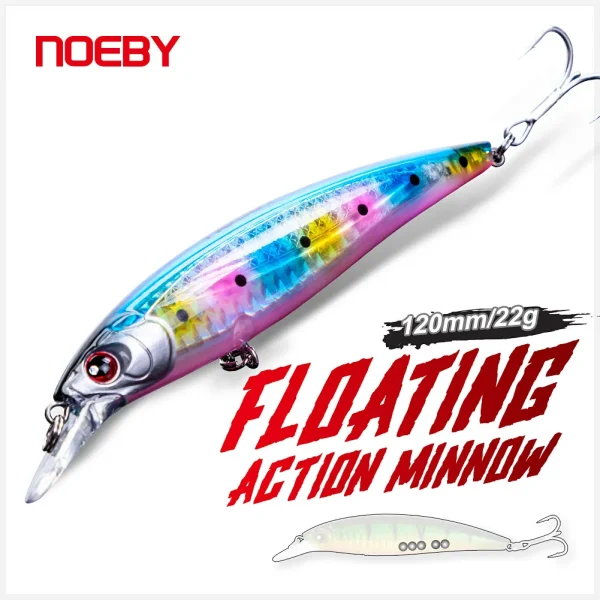 Noeby 100mm/14g 120mm/22g Floating Minnow Fishing Lures Wobblers Long Cast Jerkbait Artificial Hard Bait Saltwater Lure Swimbait