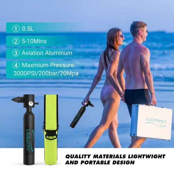 ChikaDiv C300 Mini Scuba Diving Tank Oxygen Cylinder Diving Equipment Respirator Air Tank Buceo Dive Gear Snorkel - Image 5