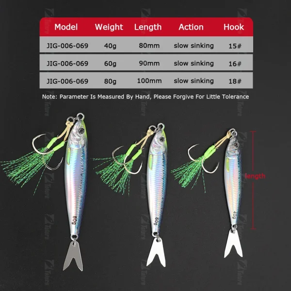 3D Printed Fast Sinking Metal Jig Lure 40g 60g 80g - Image 2